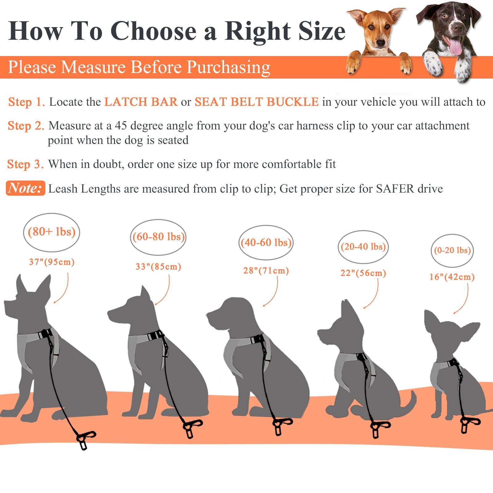 Vivaglory Dog Seat Belt, Chew Proof Multi-Functional Waterproof Dogs Safety Belt, Heavy Duty Steel Rope Pet Car Seatbelt Rrestra